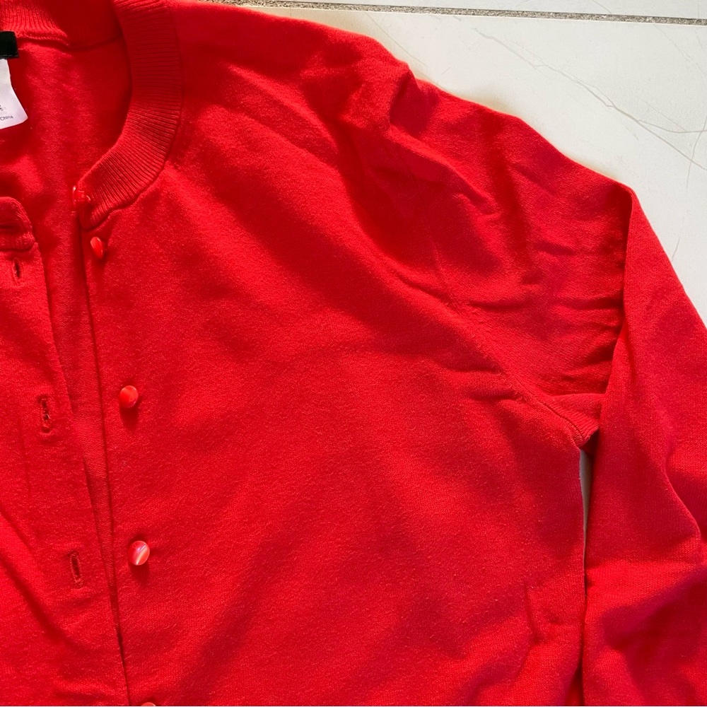 J.Crew Poppy Red 3/4 Sleeved Cotton Cardigan - Picture 4 of 9